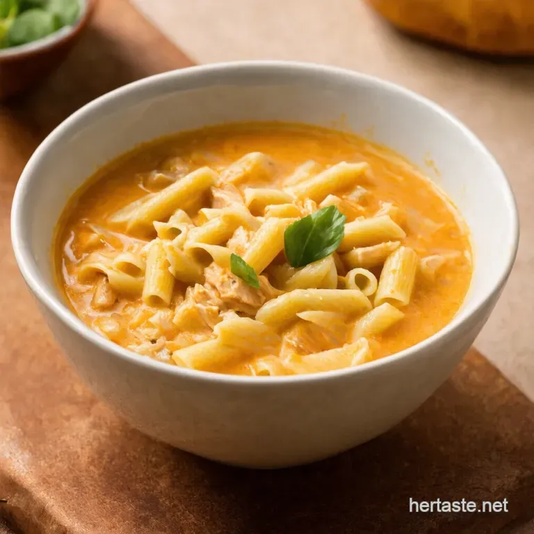 Creamy Dreamy Chicken Pasta Soup presentation