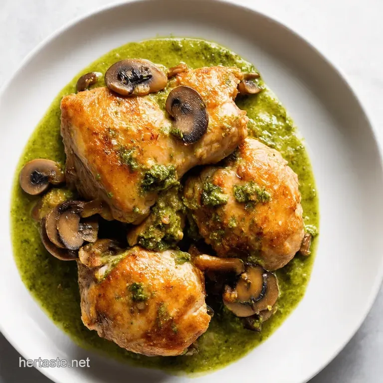 Creamy Garlic Mushroom Chicken Thighs Pesto Pop Easy