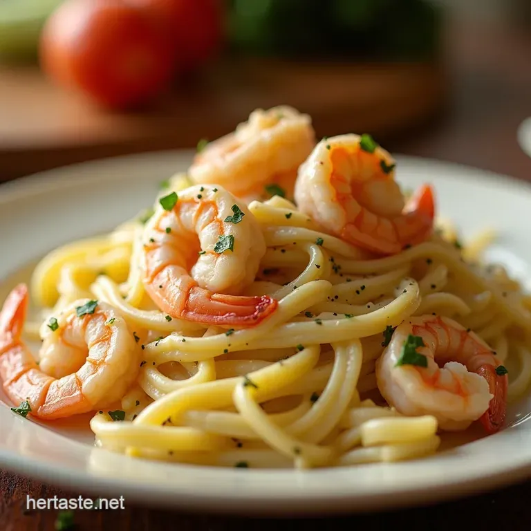 Creamy Garlic Shrimp Alfredo Restaurant Quality at Home presentation