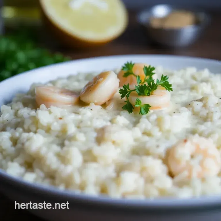 Creamy Garlic Shrimp Risotto with Fresh Herbs presentation