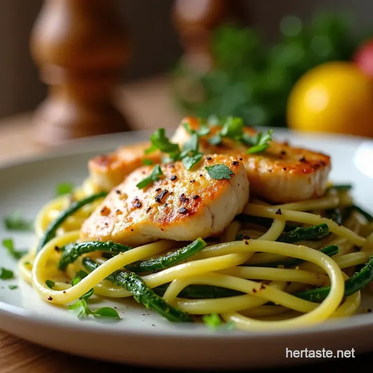 Creamy LemonGarlic Keto Chicken and Zoodles Skillet presentation