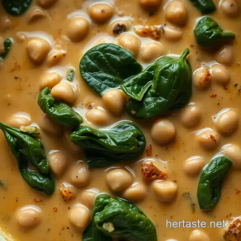 Creamy Mayocoba Bean Stew with Spinach and Smoked Paprika presentation