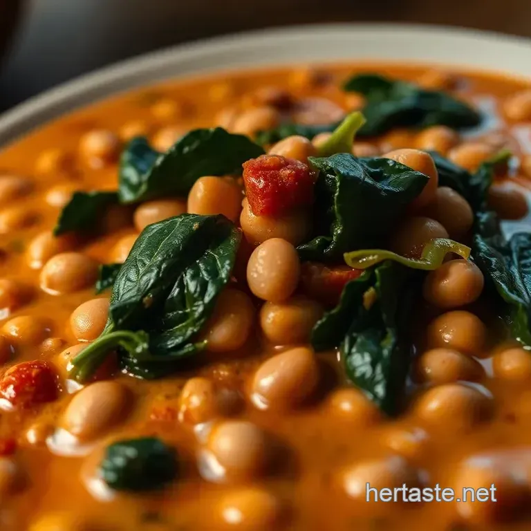 Comforting Creamy Mayocoba Bean Stew with Spinach & Smoked Paprika
