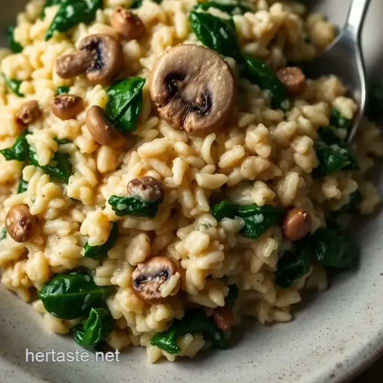 Creamy Mushroom &amp Spinach Risotto presentation