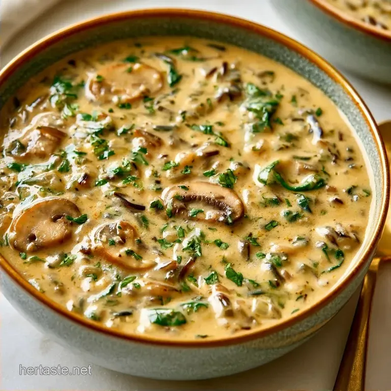 Creamy Mushroom and Spinach Soup with Wild Rice