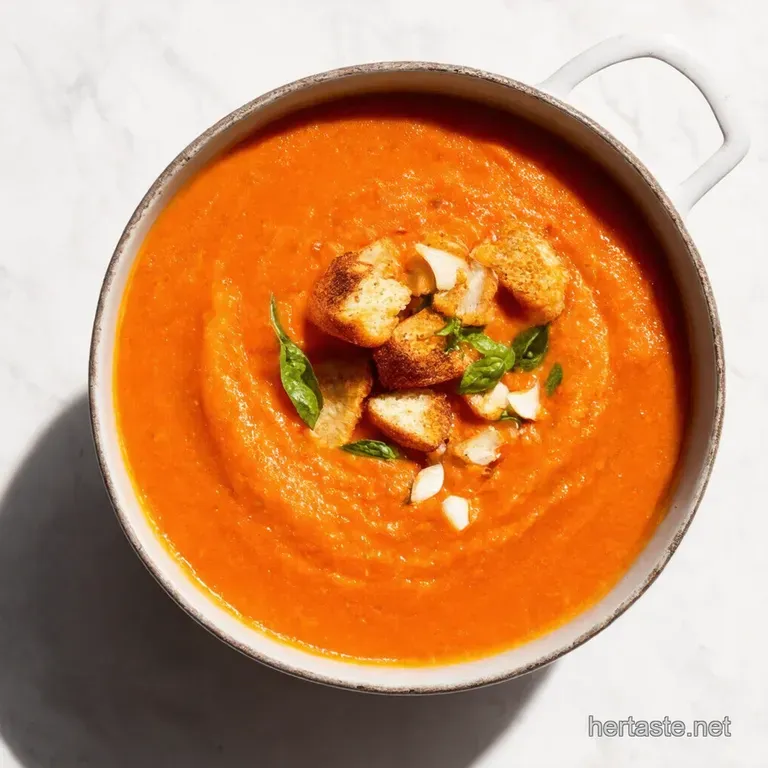 Creamy Roasted Tomato Soup with Basil Garlic Croutons