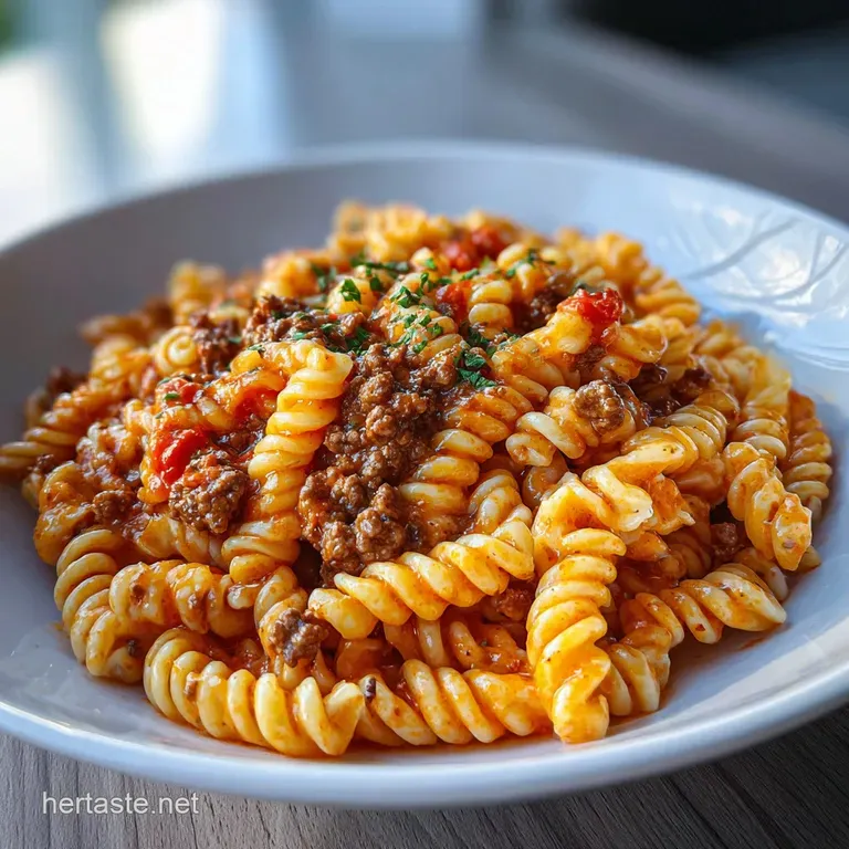 Creamy Rotel Pasta with Ground Beef