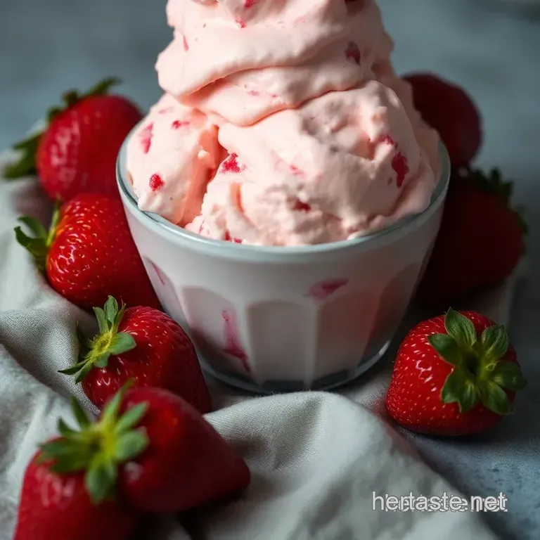 Creamy Strawberry Cheesecake Ice Cream presentation