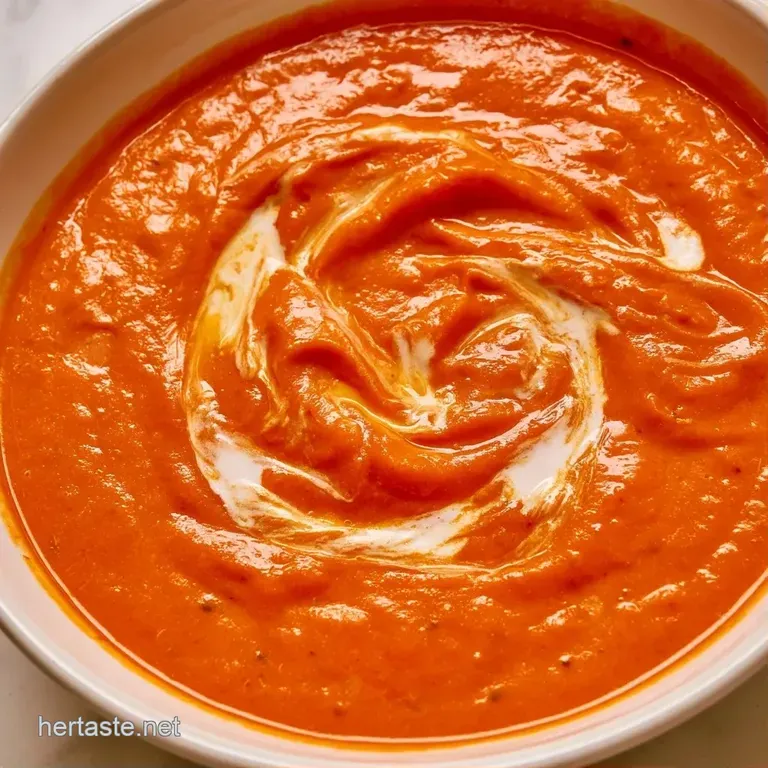 A bowl of velvety orange soup drizzled with white coconut cream, served with toasted sourdough on a linen cloth.