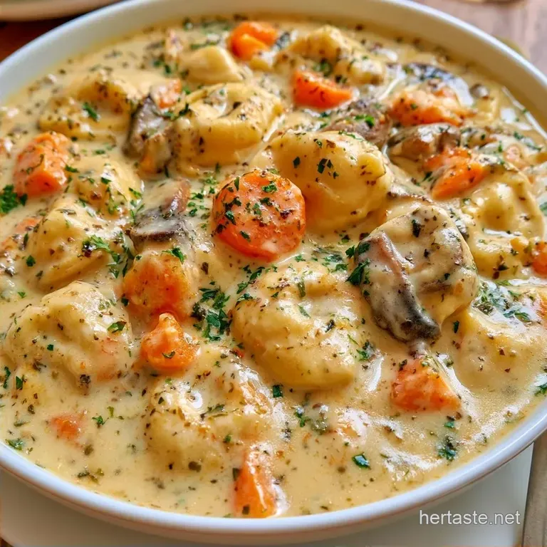Creamy Vegetarian Tortellini Soup with Mushrooms