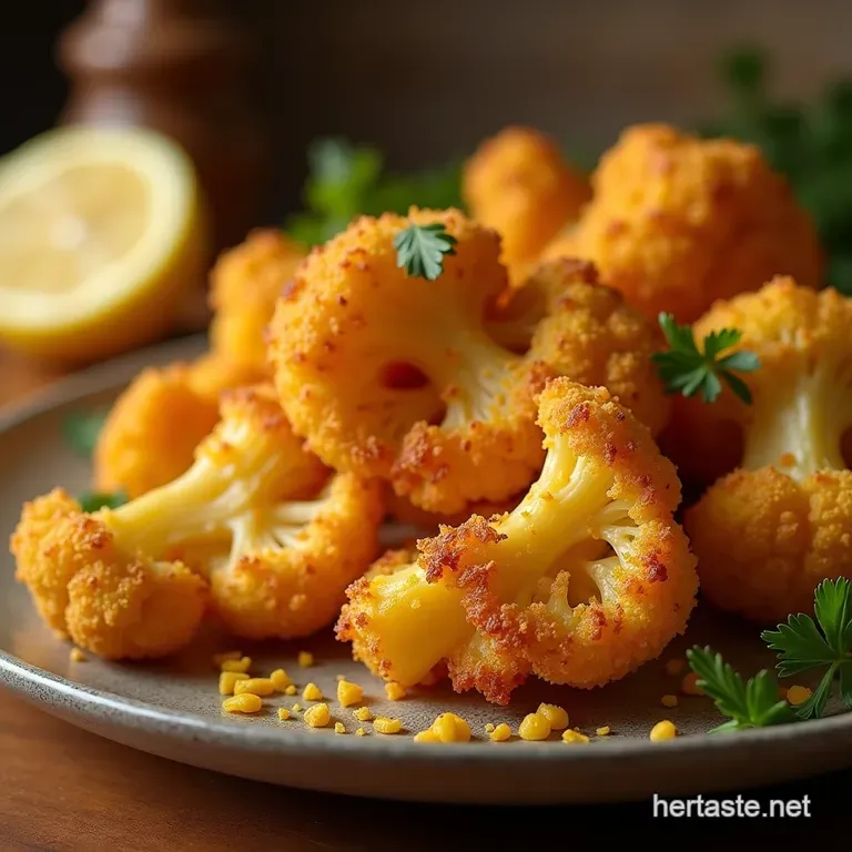 The Golden Nugget Crispy Baked Cauliflower with Smoked Paprika Lemon Zest presentation