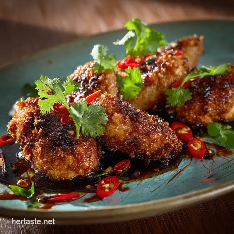 Crispy Dragon Wings Boneless Stuffed Chicken Wings with Sticky Umami Glaze presentation