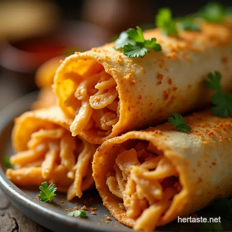 Golden Crunch Restaurantstyle Shredded Chicken Taquitos presentation