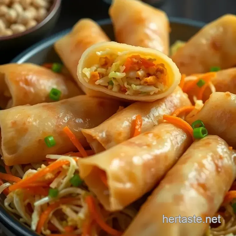 Crispy Homemade Egg Rolls with Tangy Dipping Sauce presentation