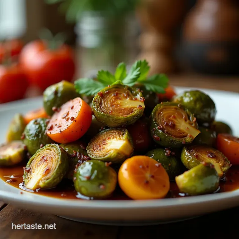The Sticky Toffee of Vegetables Crispy Honey Balsamic Brussels Sprouts presentation