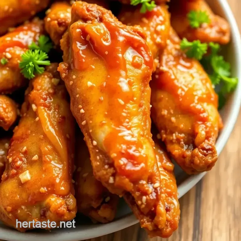Crispy Honey Garlic Chicken Wings presentation