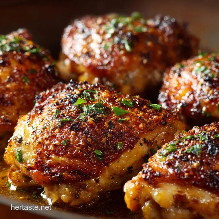 Oven Baked Chicken Thighs: Ultimate Lemon Thyme Crispy Skin presentation