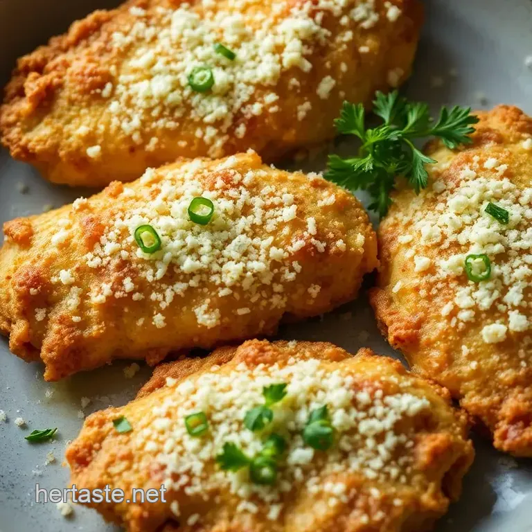 Crispy Parmesan Chicken with Lemon-Garlic Butter Sauce presentation
