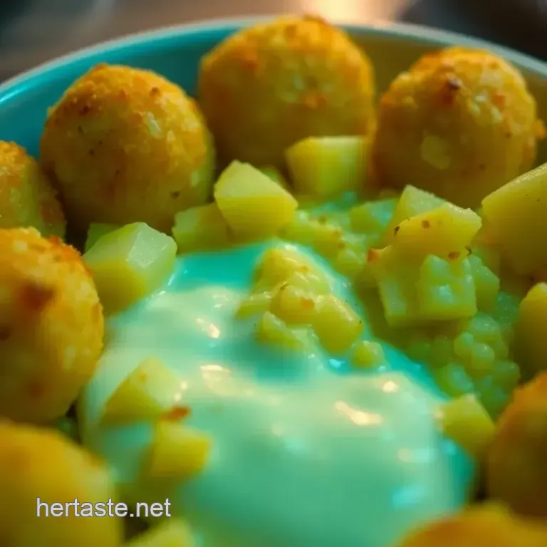 Crispy Potato Balls with a Cheesy Twist presentation