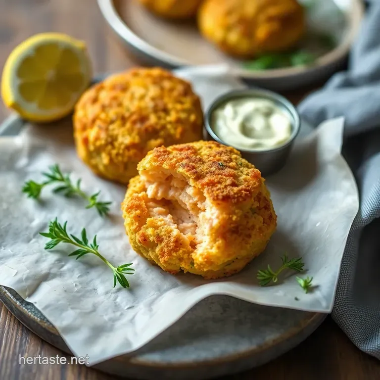 Crispy Salmon Croquettes with Lemon-Dill Aioli presentation