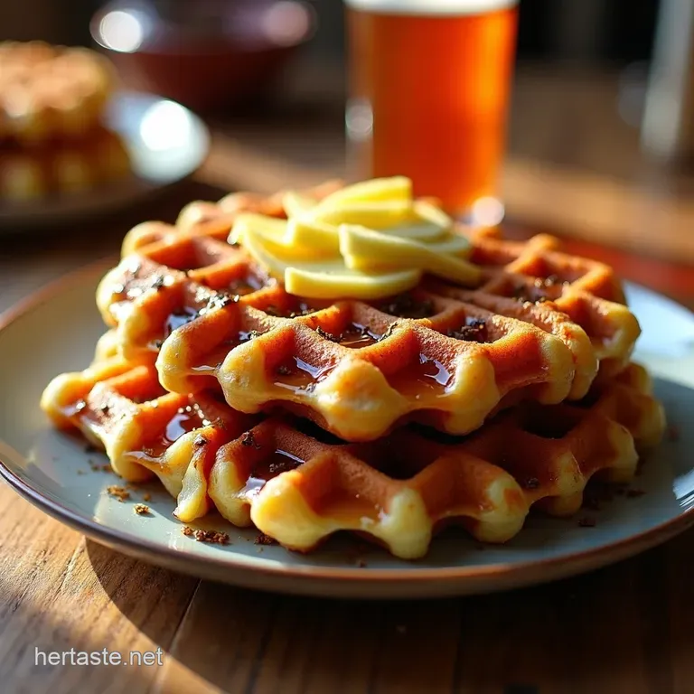 Crispy Tender Ube Halaya Waffles presentation