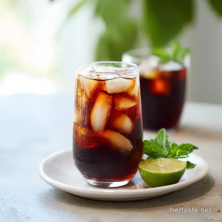 Elegant glass of chilled tea, condensation clinging to the side, garnished with vibrant mint sprigs and a straw on linen.