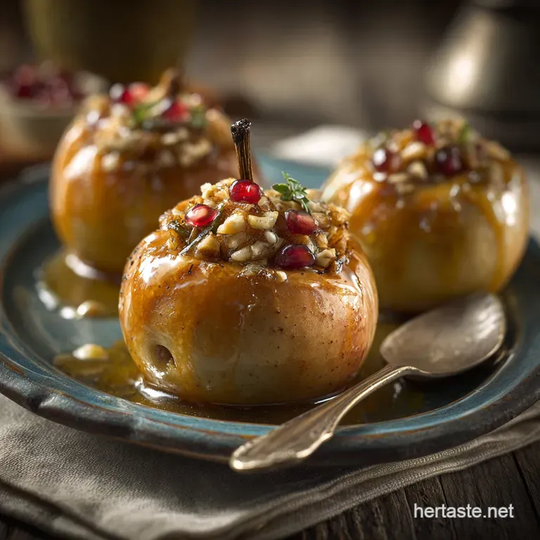 Spiced Oat Walnut Healthy Stuffed Baked Apples presentation