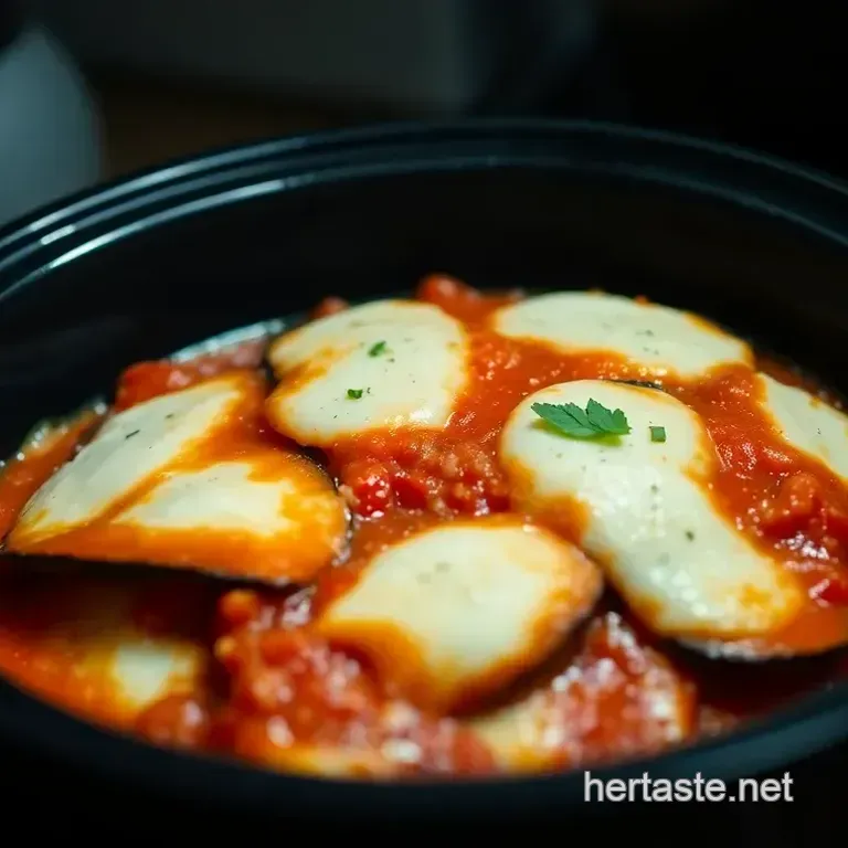 Easy Slow Cooker Eggplant Parmesan