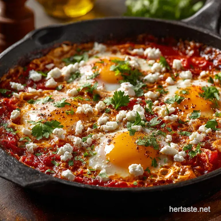 Shakshuka: Perfect Eggs Baked in Spicy Tomato Sauce presentation