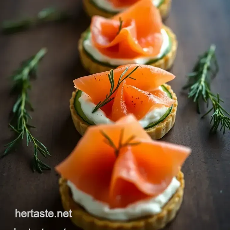 Festive Smoked Salmon Canap&eacute;s with Cream Cheese and Dill presentation