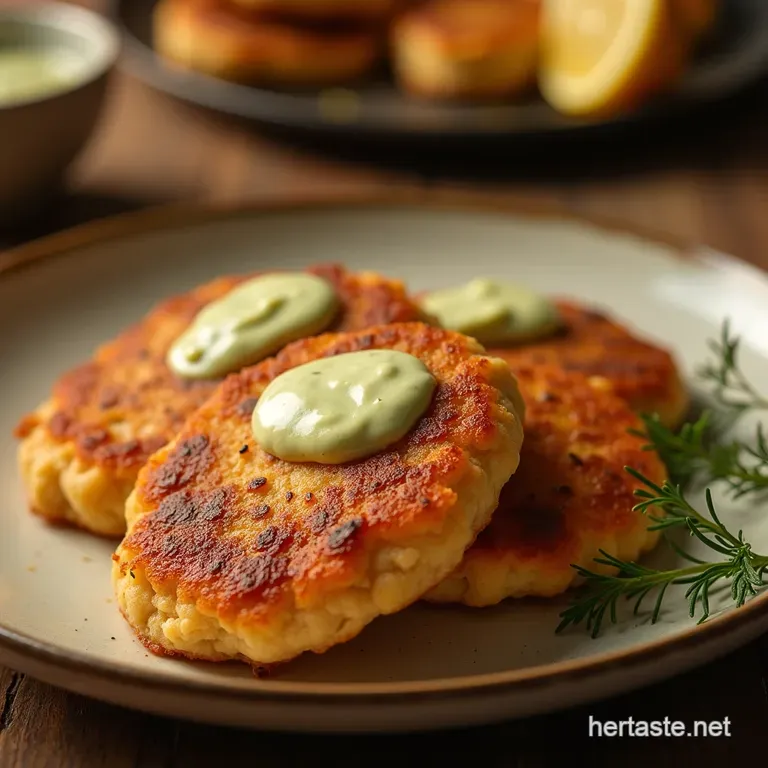 Grandmas Gold Standard Fluffy Canned Salmon Patties with Lemondill Aioli presentation