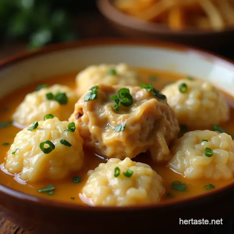 The Proper Job Fluffy Dumplings Rich Broth Chicken Dumplings presentation