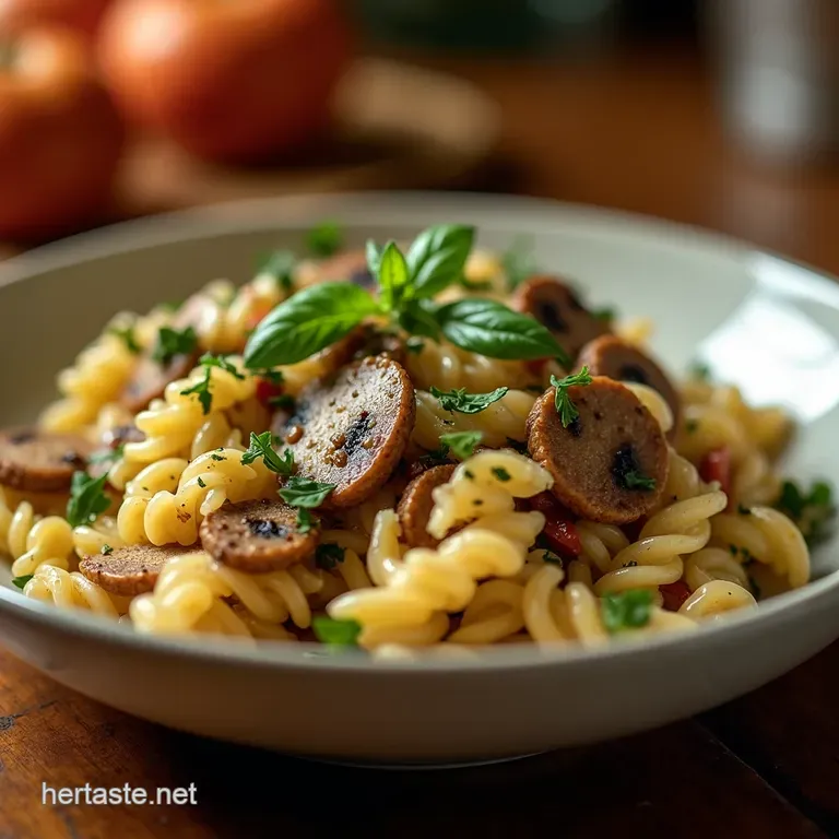 Forest Floor Fusion A Creamy Mushroom Herb Pasta Salad presentation