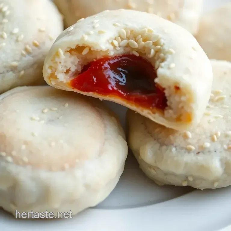 Fried Sesame Seed Cakes with Sweet Filling presentation