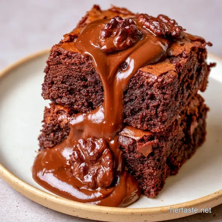 A thick square of dark chocolate cake on a ceramic plate, revealing a dense, moist center and gooey chocolate chips