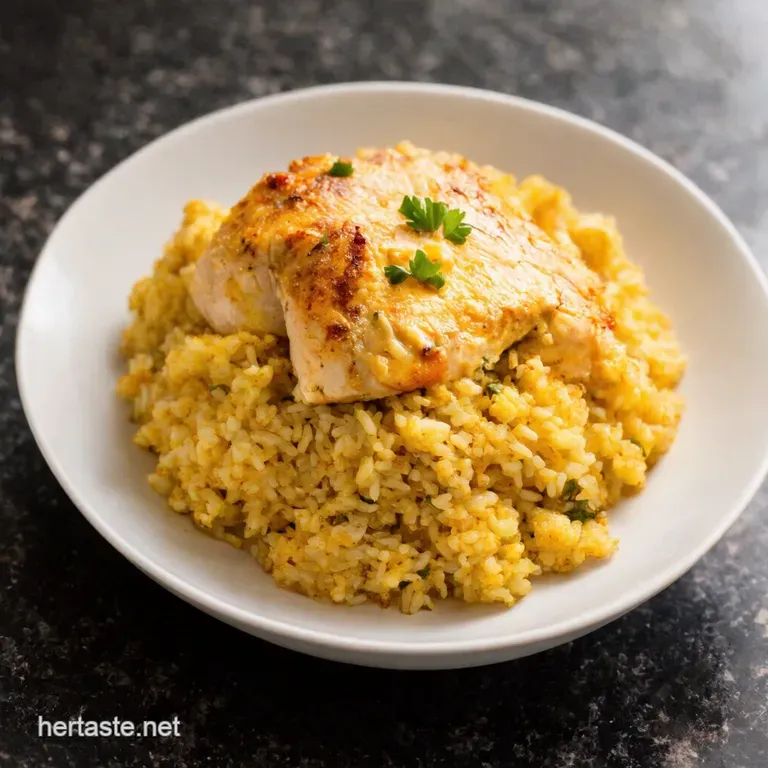 Garlic Butter Chicken Bliss with Parmesan Rice presentation