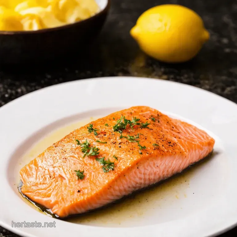Garlic Butter Salmon with Lemon Asparagus presentation