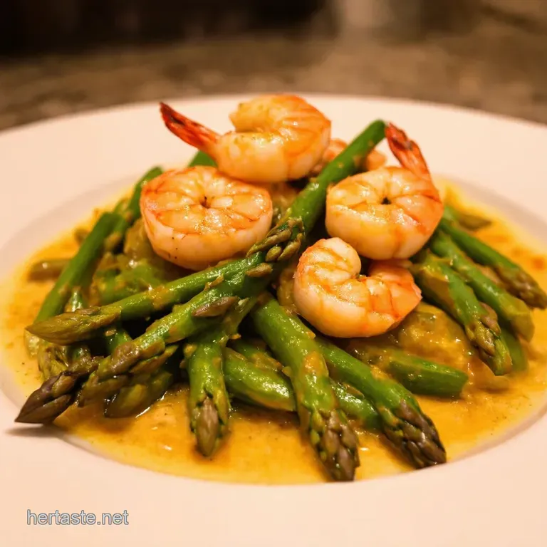 Garlic Butter Shrimp with Lemon Asparagus presentation