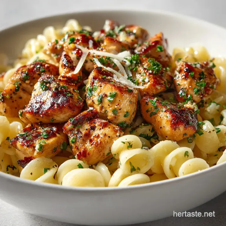 Garlic Chicken Parmesan Pasta with Seared Bites