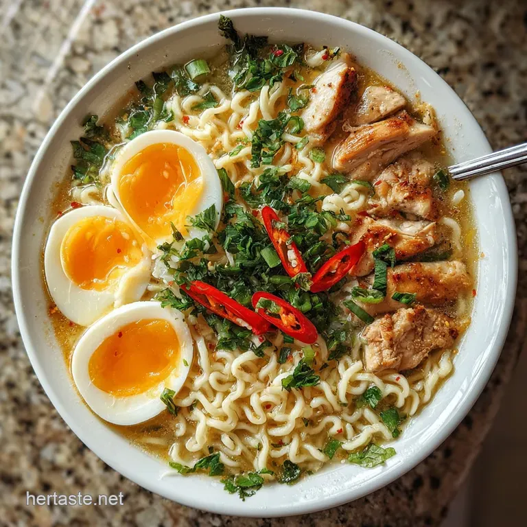 A single bowl of creamy ramen featuring juicy chicken, arranged scallions, and a soft-boiled egg, all swimming in a luscio...