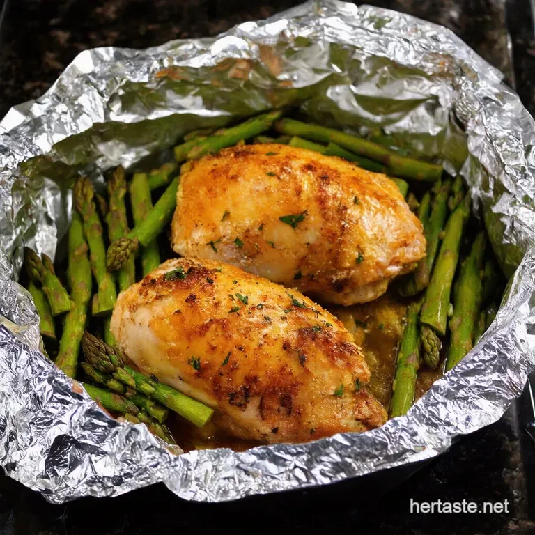 GarlicHerb Baked Chicken Asparagus Foil Packets presentation