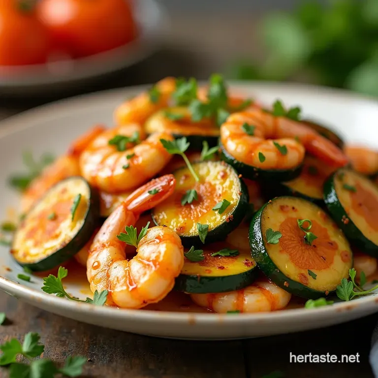 Garlicky Keto Shrimp Zucchini Skillet presentation