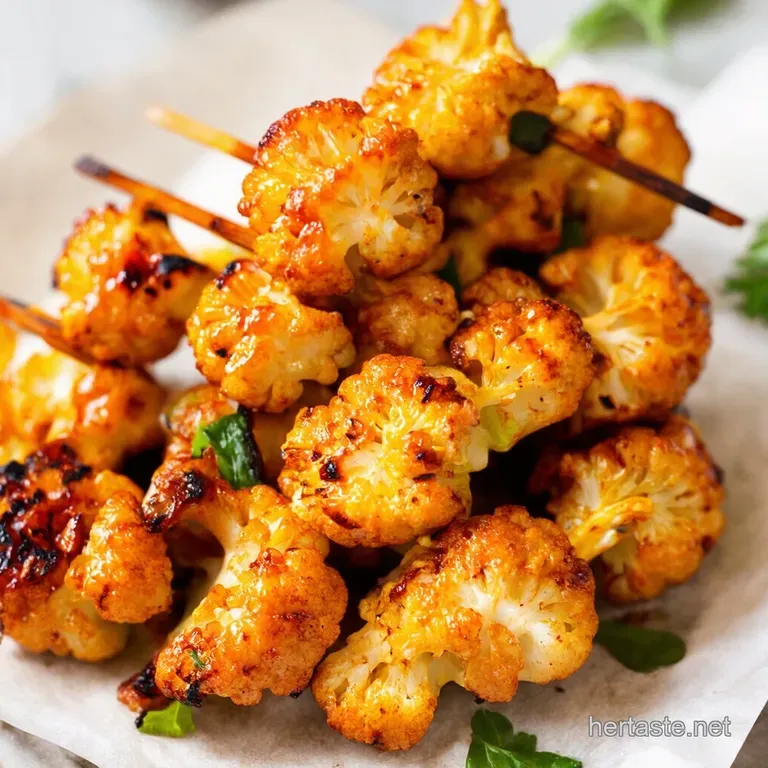 General Tsos Cauliflower Kabob Skewers Grilled to Perfection