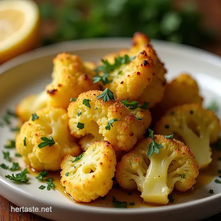 Golden Roasted Cauliflower with LemonHerb Gremolata presentation