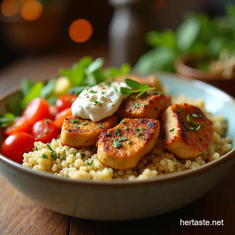 The Aegean Dream Bowl Zesty Greek Chicken Quinoa Power Bowl presentation