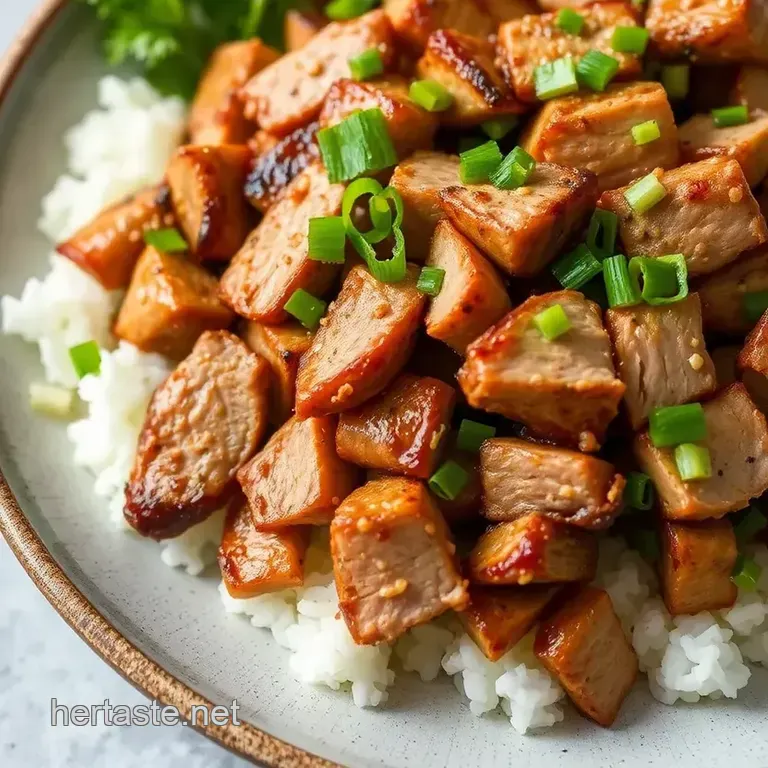 Grilled Pork with Crunchy Spring Rolls presentation