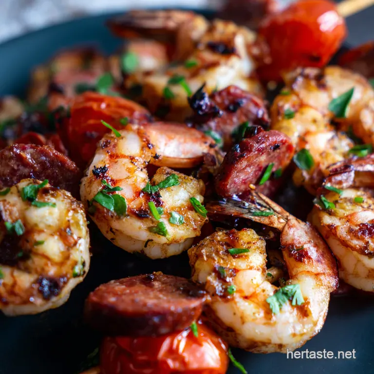 Grilled Shrimp and Chorizo Skewers with Smoked Paprika Aioli presentation