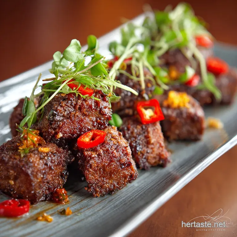 Haitian Tasso De Boeuf Fiery Tender and Ultracrispy Fried Beef presentation