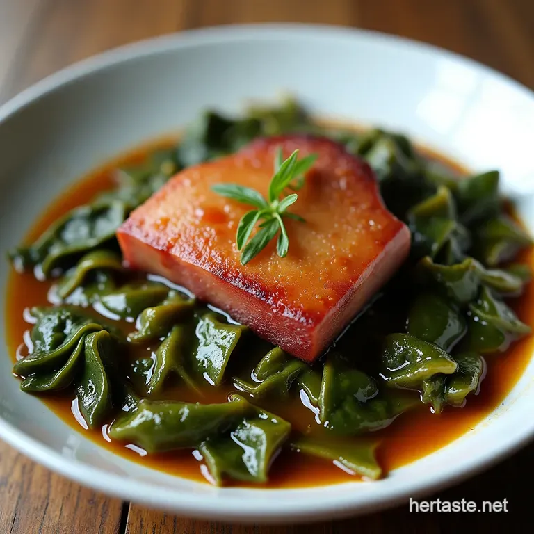 SlowSimmered Southern Turnip Greens with Ham Hock Recipe