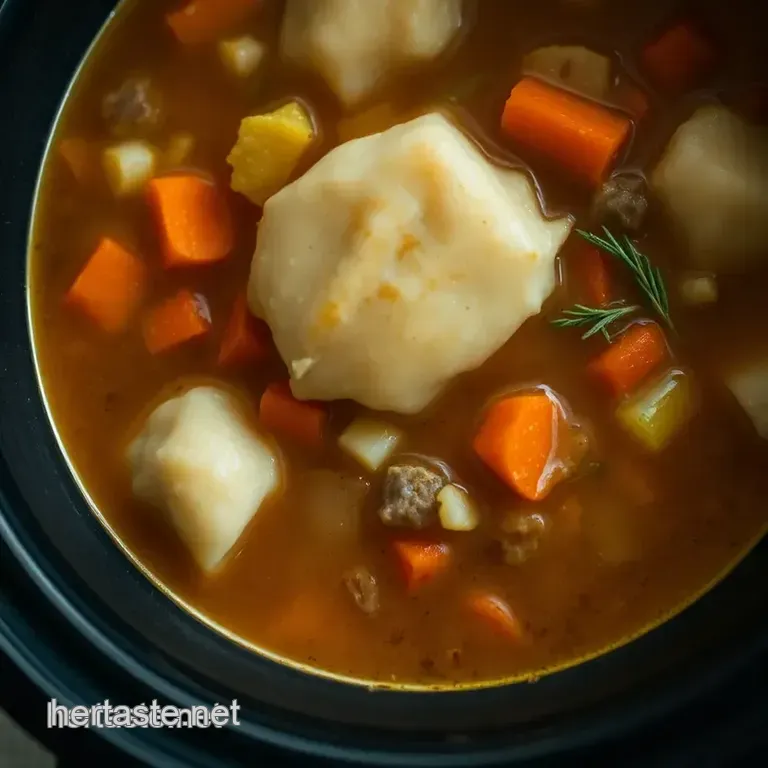 Hearty Slow Cooker Chicken Soup with Fluffy Dumplings presentation